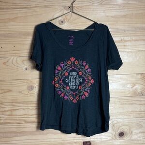 NATURAL LIFE Black Tee with Floral Mandala